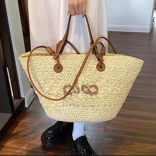 High Quality Designer Bag Tote Bag Shoulder Bag Ladies Large Capacity Shopping Bag Beach Bag Handmade Woven Embossed Patch Vegetable Basket Straw Bag Luxury Bag 001