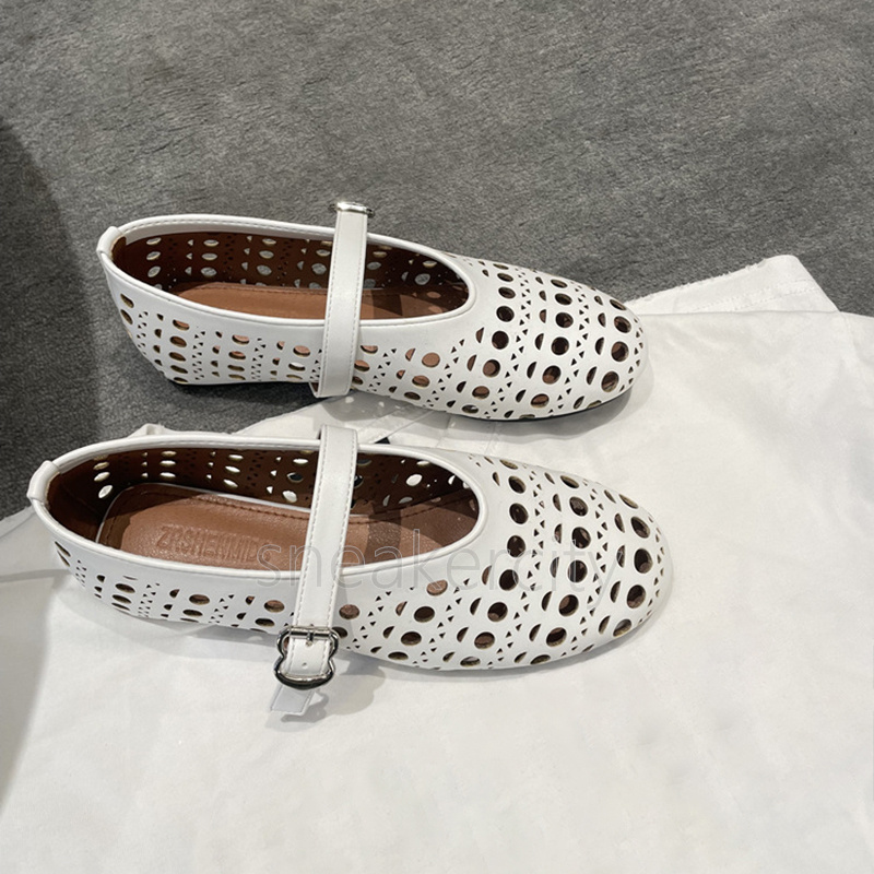 2025 ballet flats heels loafers womens luxury shoes designer spring summer one-line buckle strap shallow mouth cut-outs round toe elegant women dress 