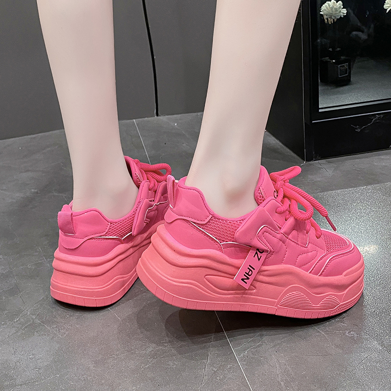 2025 New Summer Casual Shoes Leather Mesh Women's Shoes Thick Bottom Non slip Lightweight Sports Shoes Comfortable outdoor tennis shoes zapatilla