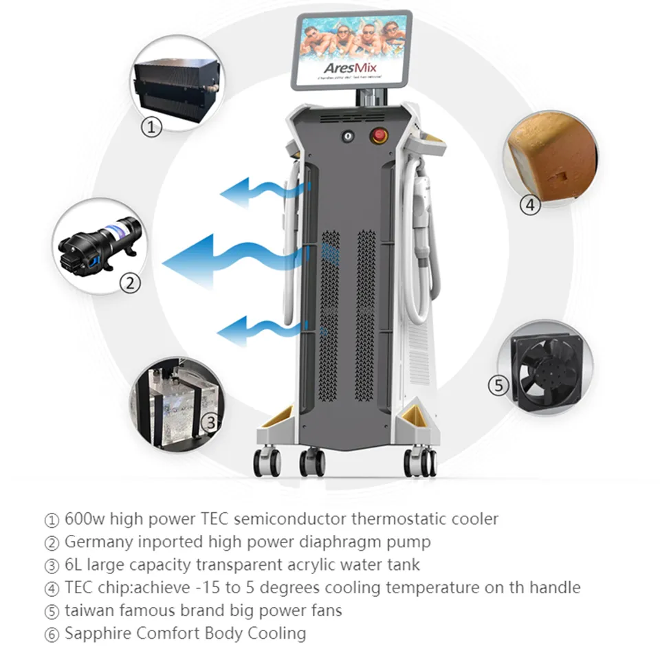 Fast ice cooling epilator machine 755nm 808nm 1064nm diode laser hair removal salon devices CE approved for tanned skin painless permanent 100 million