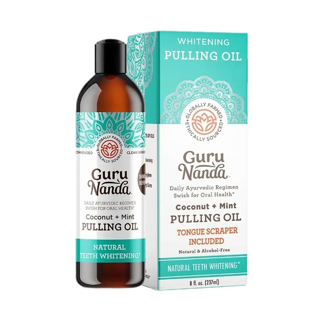 2024 Coconut Mint Pulling Oil Mouthwash Alcohol-free Teeth Whitening Fresh Oral Breath Tongue Scraper Set Mouth Health Care