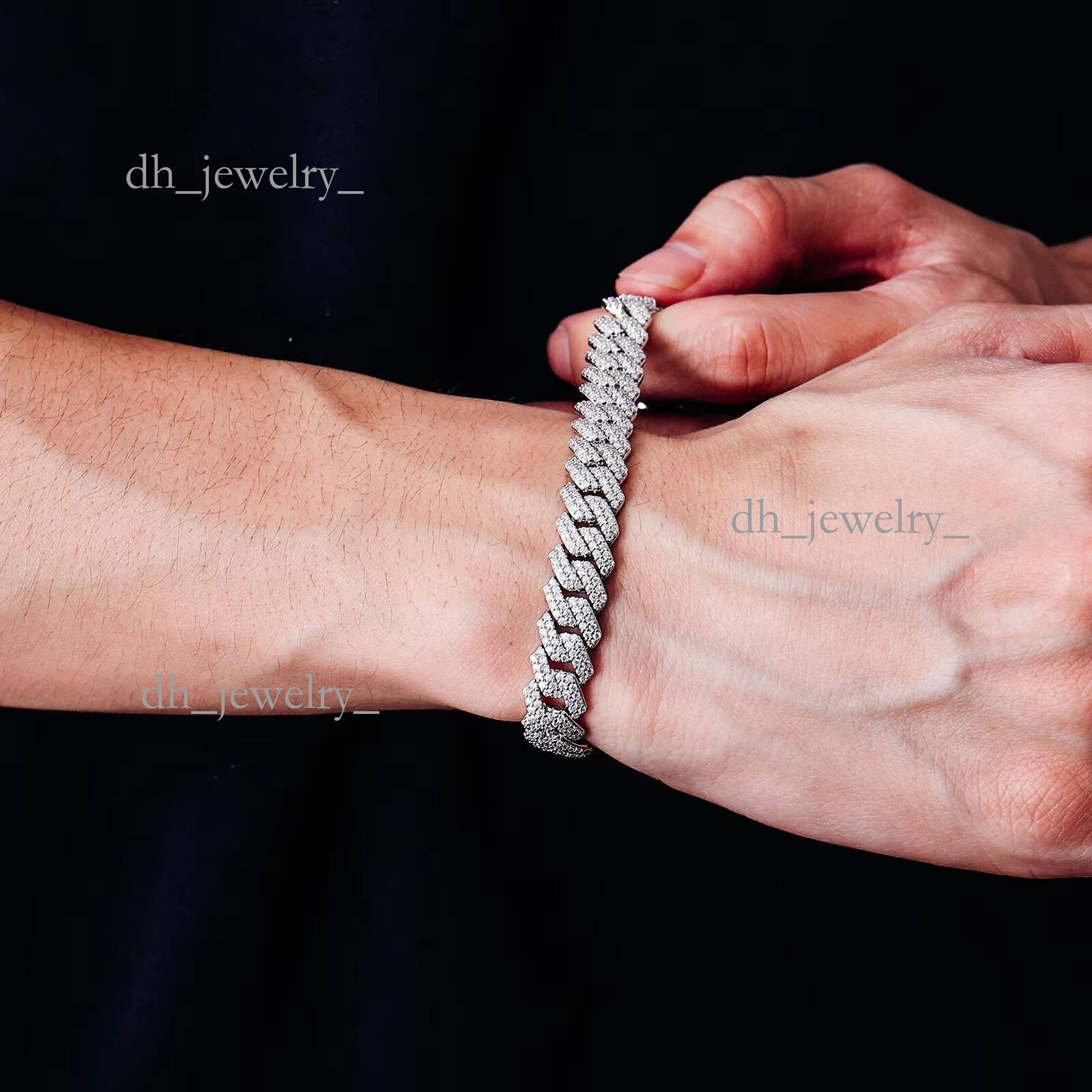 8MM Full Moissanite Chain Bracelet for Men Women Certified 100% Sterling Sier Hip Hop Cuban Link Male Jewelry Gift