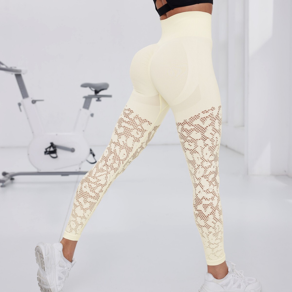 New Women's Yoga Seamless Mesh Summer Breathable Fitness High Elasticity Leave No Trace Sports Pants