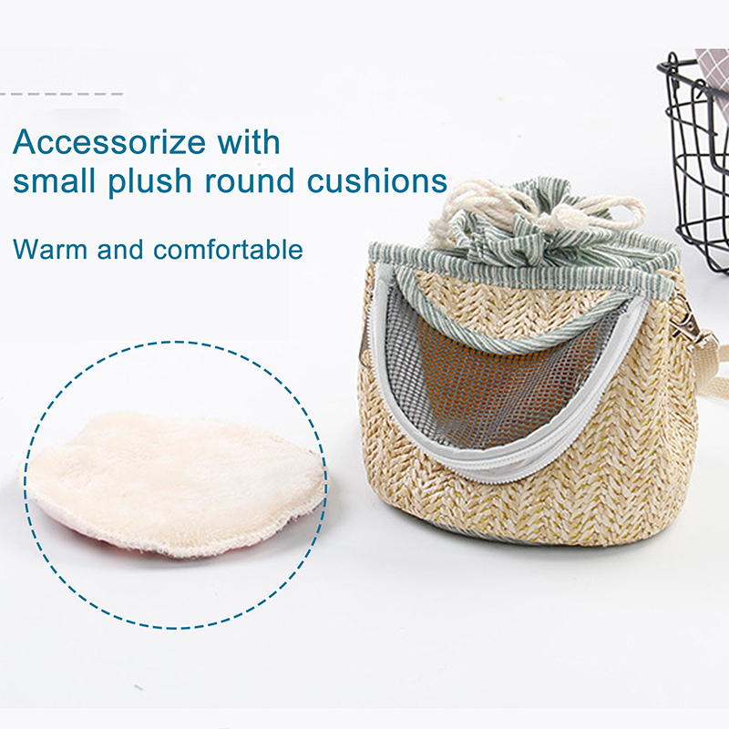 on Safari Small Pets Outdoor Bag, Hamster Portable Carrier with Shoulder Strap, Straw Mesh Breathable Outgoing Hangbag for Rat Mice Bird Sugar Glider 