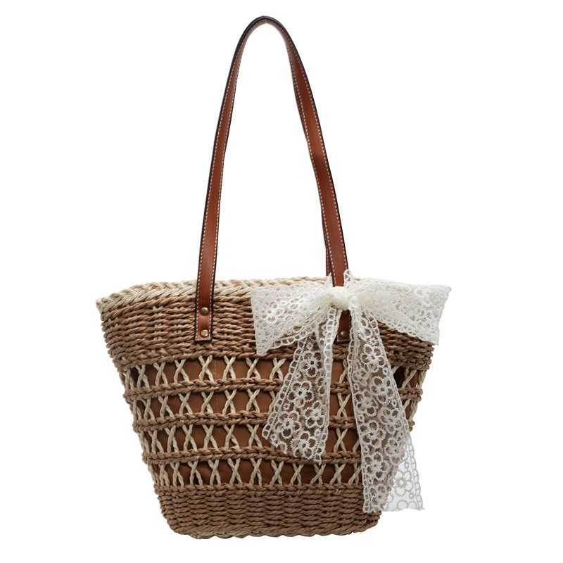 2025 Spring/Summer Forest Sweet Wind Hollow Grass woven Vegetable Basket Bag, Large Capacity Leisure Vacation Style Single Shoulder Women's Bag