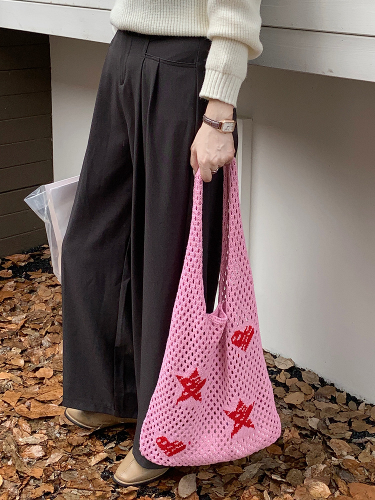 Cross-border European-style single-shoulder bag for women, underarm bag, knitted tote bag, 2024 new model, Korean-style versatile knitted bag