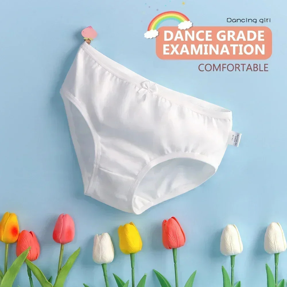 3PCS Kids Panties Girls Pure White Cotton Briefs Little Girl Soft Breathable Panties Baby Underpants Childrens Cute Underwear 250508