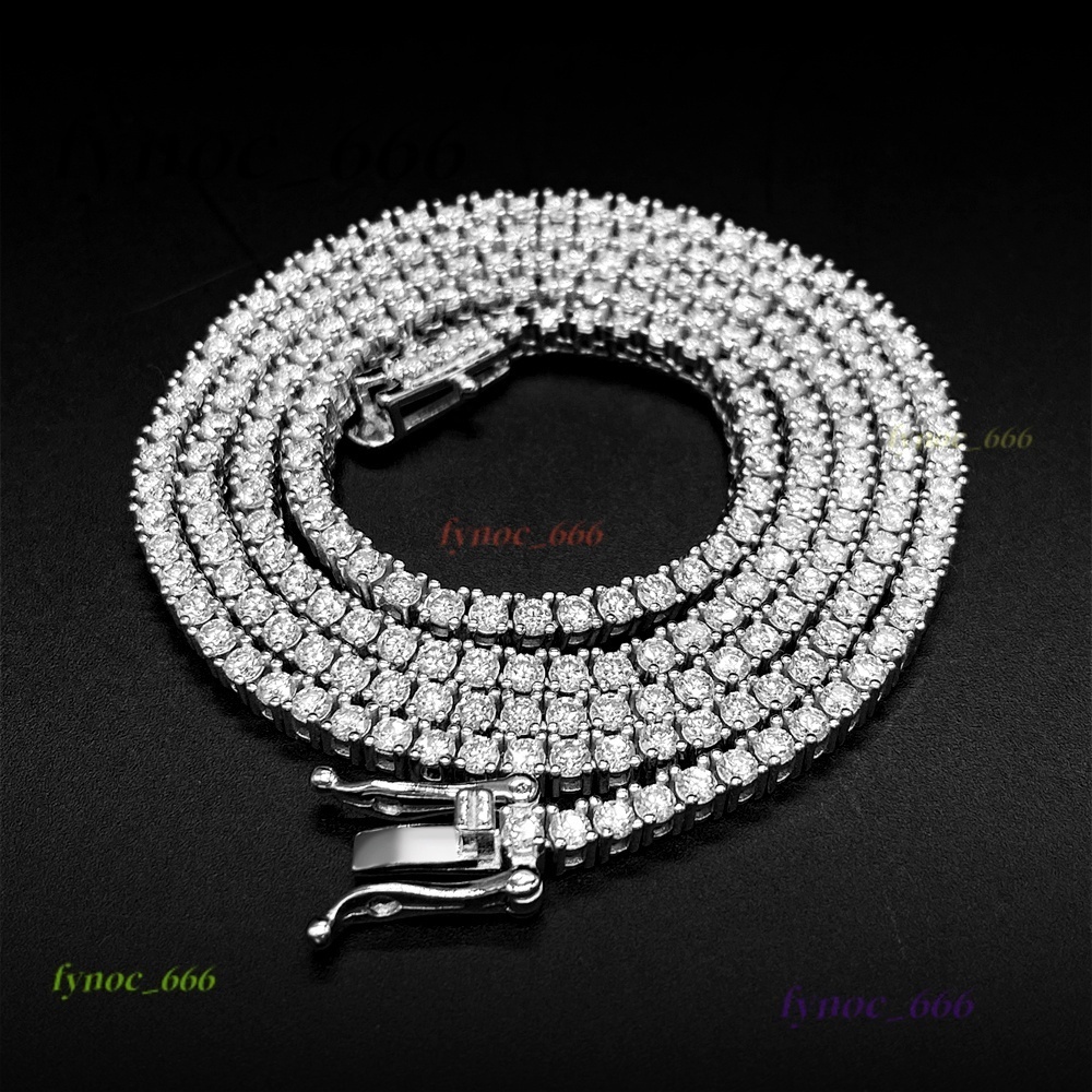 2mm Wide Sterling Silver S925 Bracelet Iced Out Moissanite Buss Down Jewelry Cubic Moissanite Tennis Chain Necklace