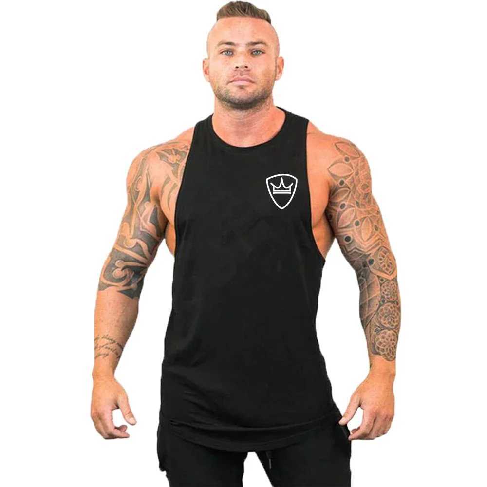 Mens Bodybuilding Clothing Cotton Sleeveless Shirt Brand Gym Stringer Tank Top Mens Fitness Vest Singlet Sportwear Workout Tanktop W250508