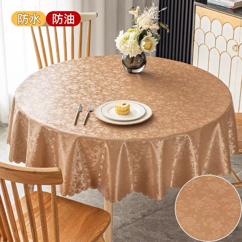 XX0374 high-grade waterproof, oil-proof, scalding-proof and washable tablecloth for restaurants, household use, round PU tablecloth for hotels, dirt-r