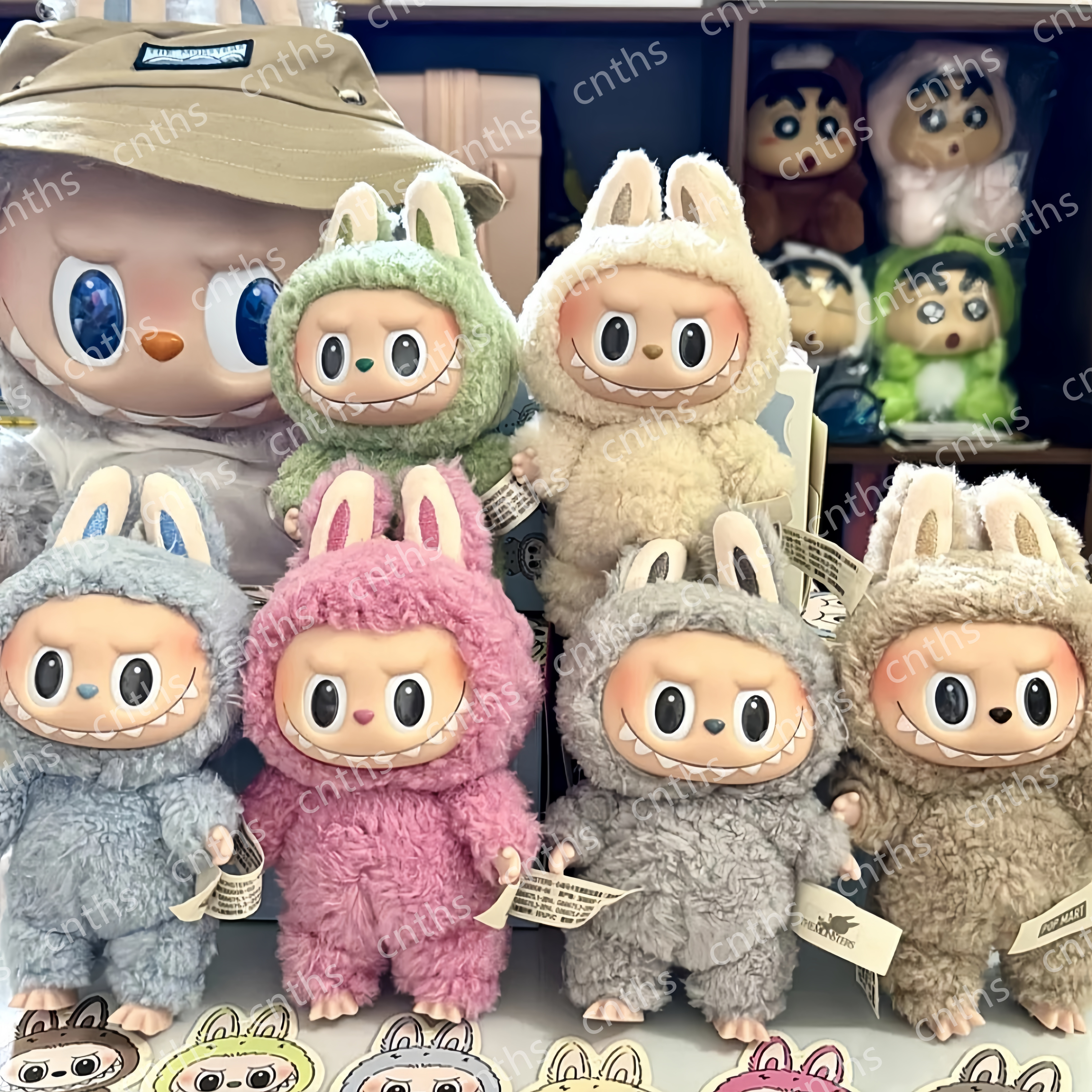 Labubu plush doll Macaroon action animation character doll hobby pendant decoration cute mysterious box PVC Childrens Day surprise giftT250325