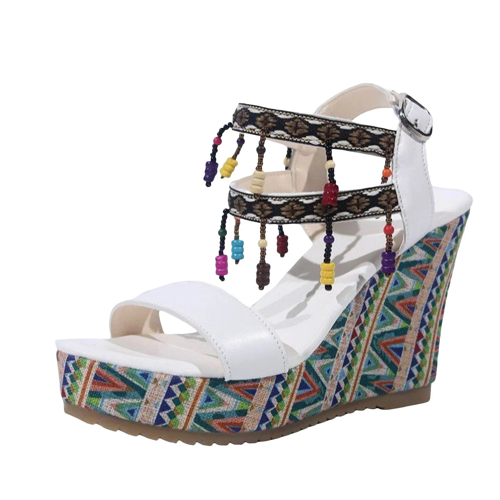 WomenS Shoes Elegant Heel WomenS Wedge High Heel Casual Sandals Fashion Beaded Sandals Sandales Femmes 250507