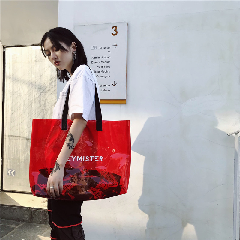 Beach bag student plastic transparent jelly bag one shoulder womens bag advertising beach pvc tote bag 250508