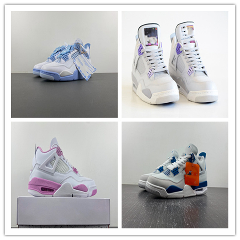 Basketball Shoes 4s Retro White Thunder Forget Me Not Wmns Og Encore Black Cat Women Men Military Blue Sneakers 36-47