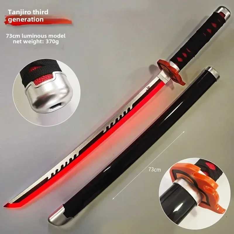 73cm/28.74in Demon Slayer Katana Lightsaber Charge Cosplay Sword Weapon Props Luminous Toys Anime Peripherals Collectible Gift T250508