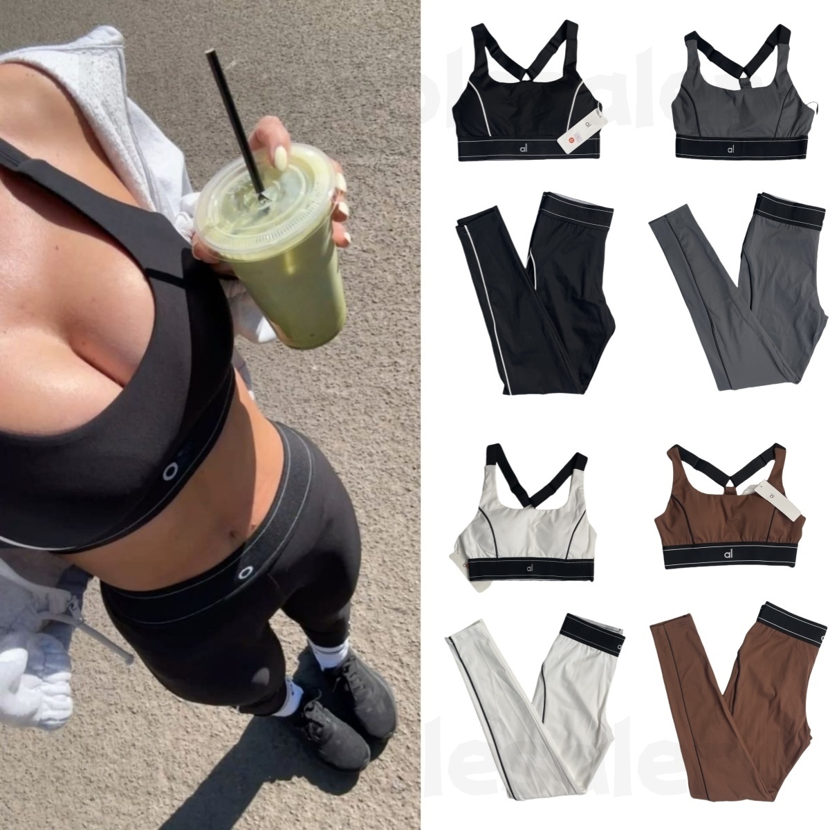 2025 5A New Yoga Sports Bras Pants Suit Up Bra Adjustable Straps Medium Support Jogger Vest High-rise Boxer-Style Leggings Sweatpants Alosetiness Alosetsize Suit