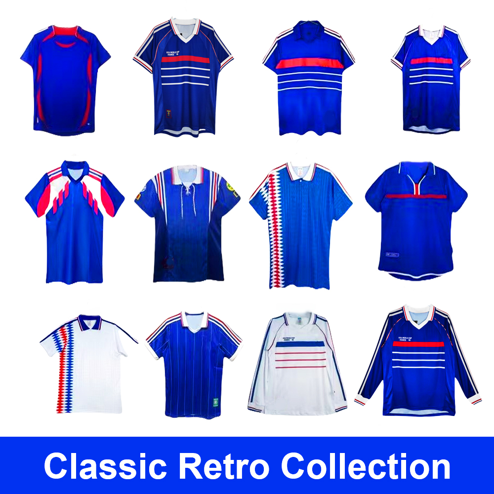 1998 2006 Retro ZIADANE Soccer Jerseys Vintage HENRY Mbappe Kit Desailly Djorkaeff Barthez Vieira Maillots de Football L.Blanc Lizarazu Benzema football shirts