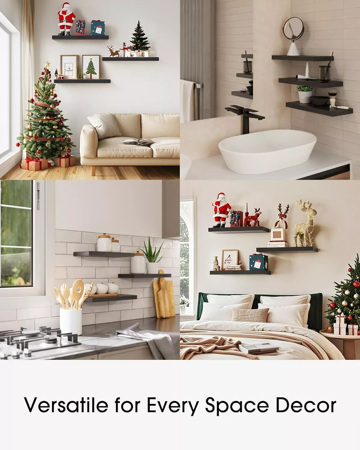 Floating Shelves for Wall, Wall Mounted Rustic Wood Shelves for Bathroom,Bedroom
