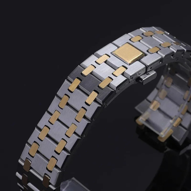 Watchband 21mm 26mm Men Women Full Stainless Steel Bracelet For AP 15400 26331 15500 Watch Strap Folding Buckle 250411ww - view 5