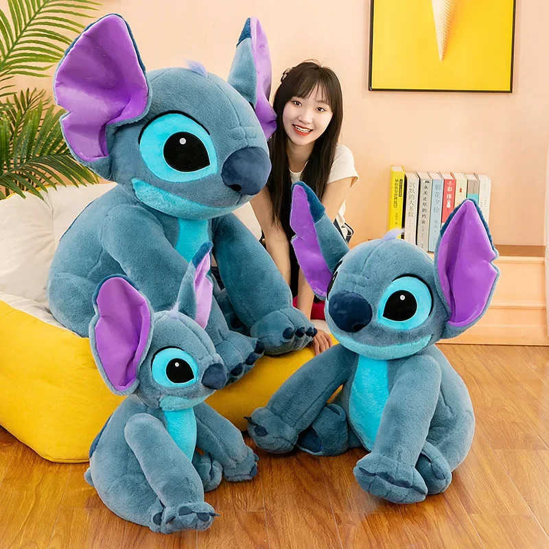 Disney Stitch Plush Toys Dolls Anime Stitch Sitting Stitch 45/60cm Cartoon Stuffed Doll Childrens Comforting Pillow Kids Gifts Z250508