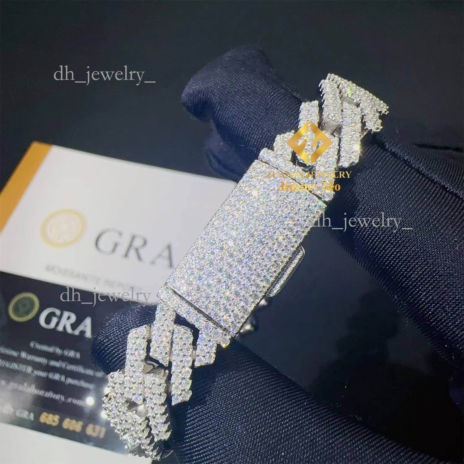 Bulk Stock Best Selling Pass Dia Tester Solid Sier 12mm Two Rows Iced Out Hip Hop VVS1 Moissanite Miami Cuban Link