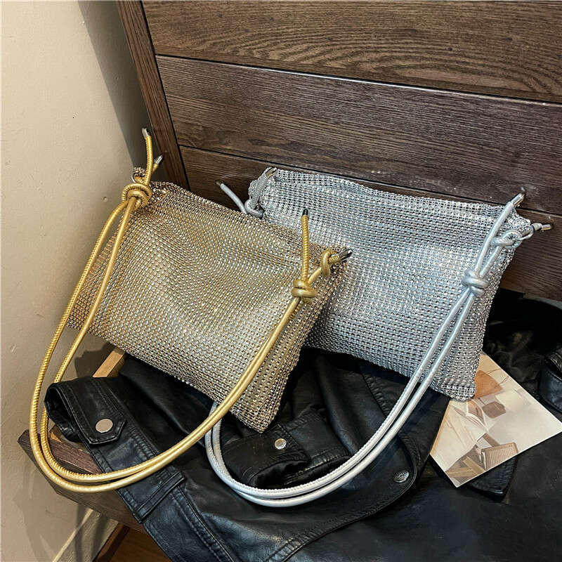 Dinner Bag Dinner Bag Fashionable High Quality Mesh Diamond Small Square New Item Niche Single Shoulder Crossbody Bag Simple Underarm Versatile Women 