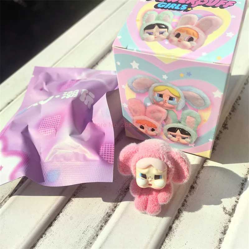New Hot 12pcs/Set Mini Flocking Standing Labubu Blind Box Have A Seat Labubu Doll Action Figure Pendant Accessories Decoration W250508