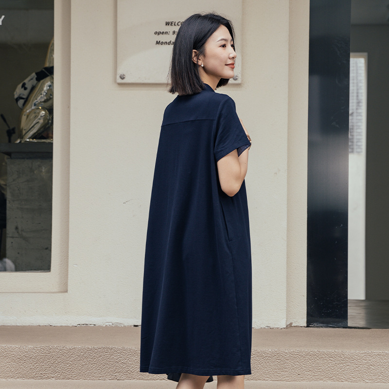 H175 new loose dress for women, large size, polo collar, design, slimming, commuting skirt