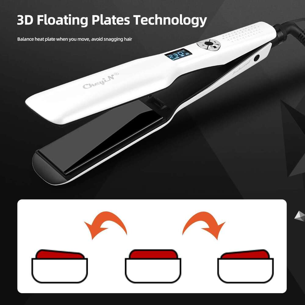 44mm Tourmaline Ceramic Hair Straightener LCD Display Fast Heating Flat Adjustable Temperature Straightening Iron