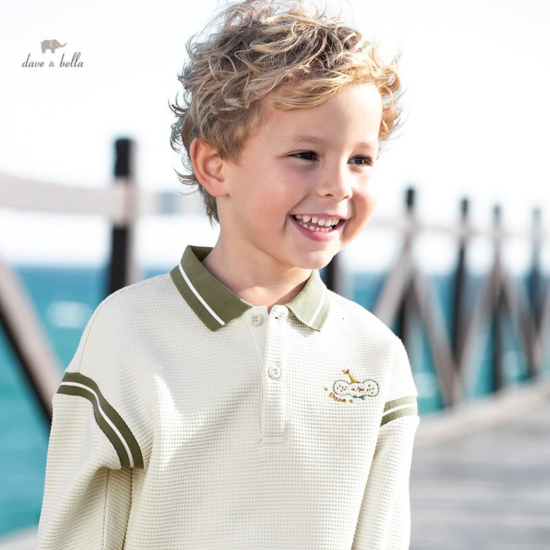 Dave Bella Spring Clothes Boys Baby Polo Shirt Children Top Fashion Casual Long Sleeves Cool Undershirt DB1248096 250508