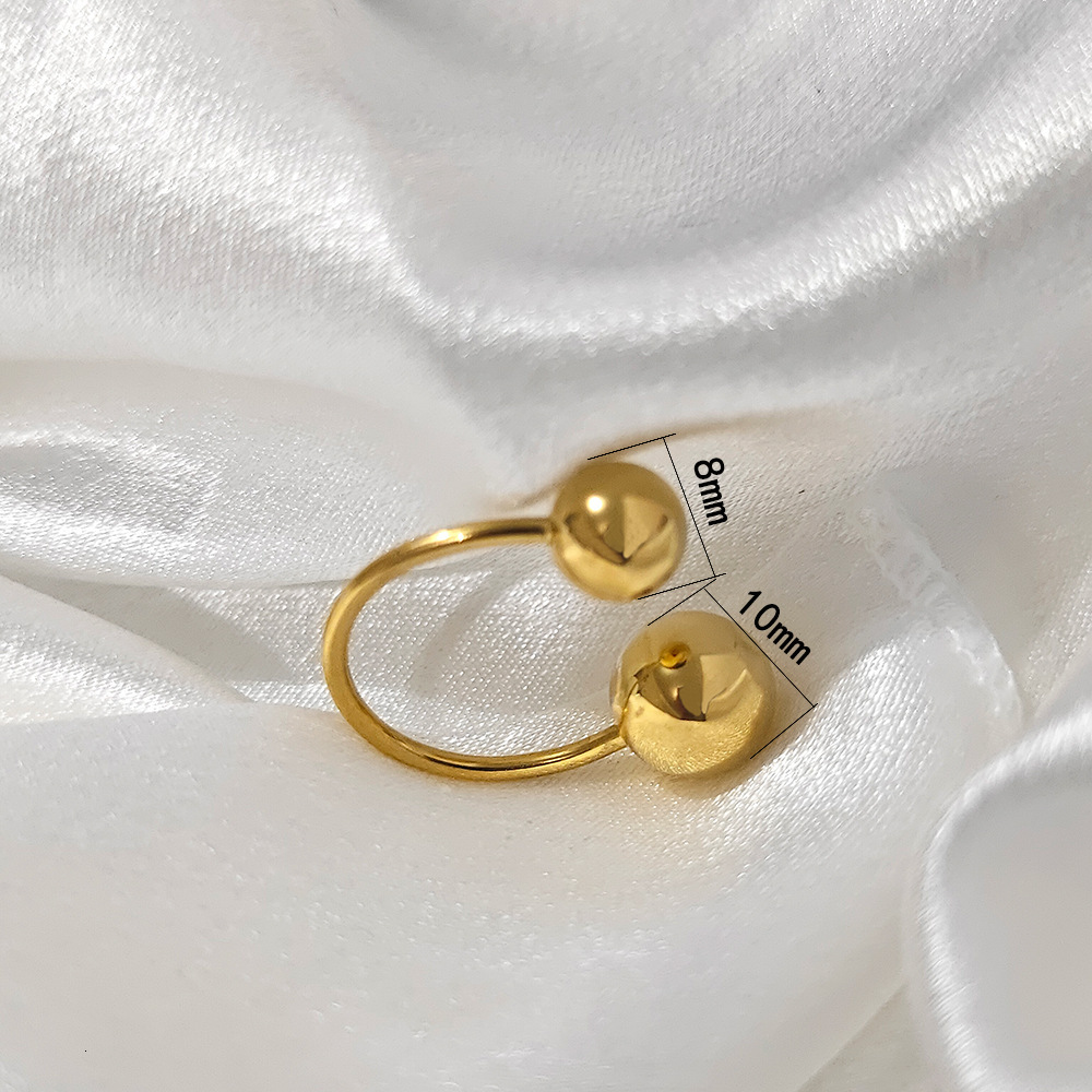 Personalized size round ball ring, female niche, high-end, gold-plated opening ring accessory