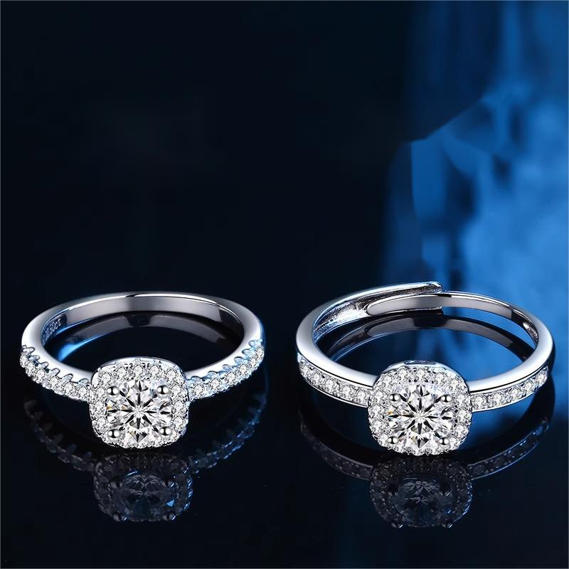 925 Sterling Silver Engagement Ring, Moissanite Gemstone, Elegant Design, High-Quality Luxury Jewelry