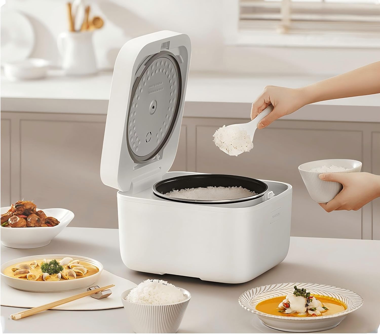 Xiaomi Multifunctional Rice Cooker 4 L, Compact & Quick, Rice Cooking in 30 Minutes, 6-Layer Non-Stick Inner Pot, 24 Hours Timer & 12 Hours Warming Fu