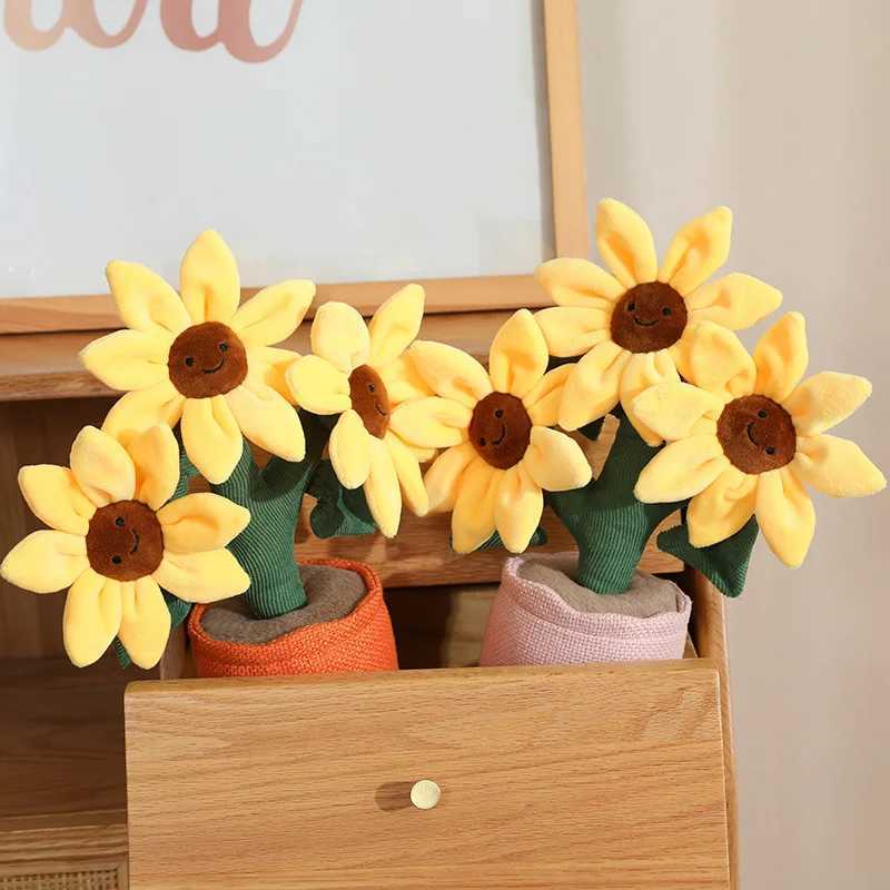 32cm Sunflower Potted Plant Bouquet Doll Plant Plush Toy Simulation Flower Bouquet Flower Sunflower Bookshelf Sofa Car Ornament X250508