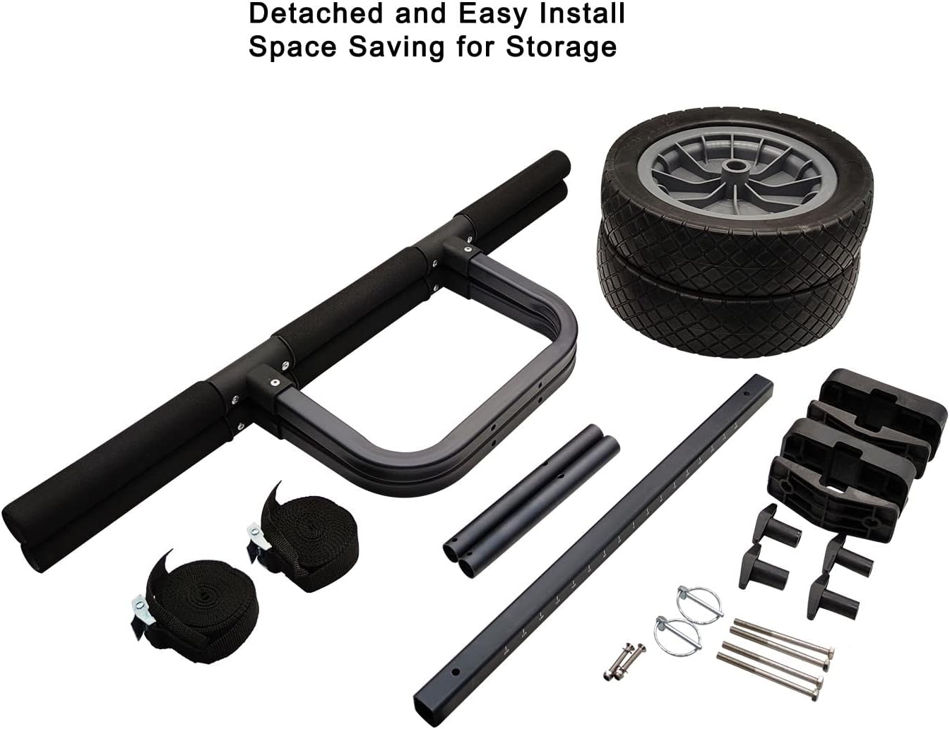 Heavy Duty Kayak Cart, Width Adjustable Canoe Cart with 12inch Flatfree Beach Wheels Boat Dolly Cart Transport Carrier