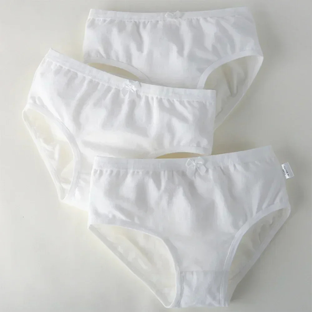 3PCS Kids Panties Girls Pure White Cotton Briefs Little Girl Soft Breathable Panties Baby Underpants Childrens Cute Underwear 250508