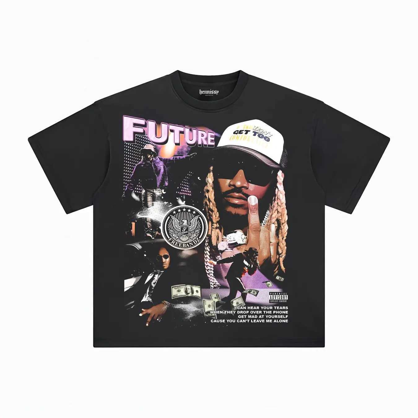FUTURE Mens Pattern Cotton Mens T-Shirt Cotton Crew Neck Short Sleeve Summer New Couple TopT250508