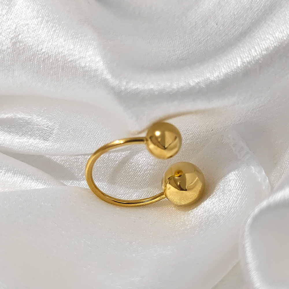 Personalized size round ball ring, female niche, high-end, gold-plated opening ring accessory