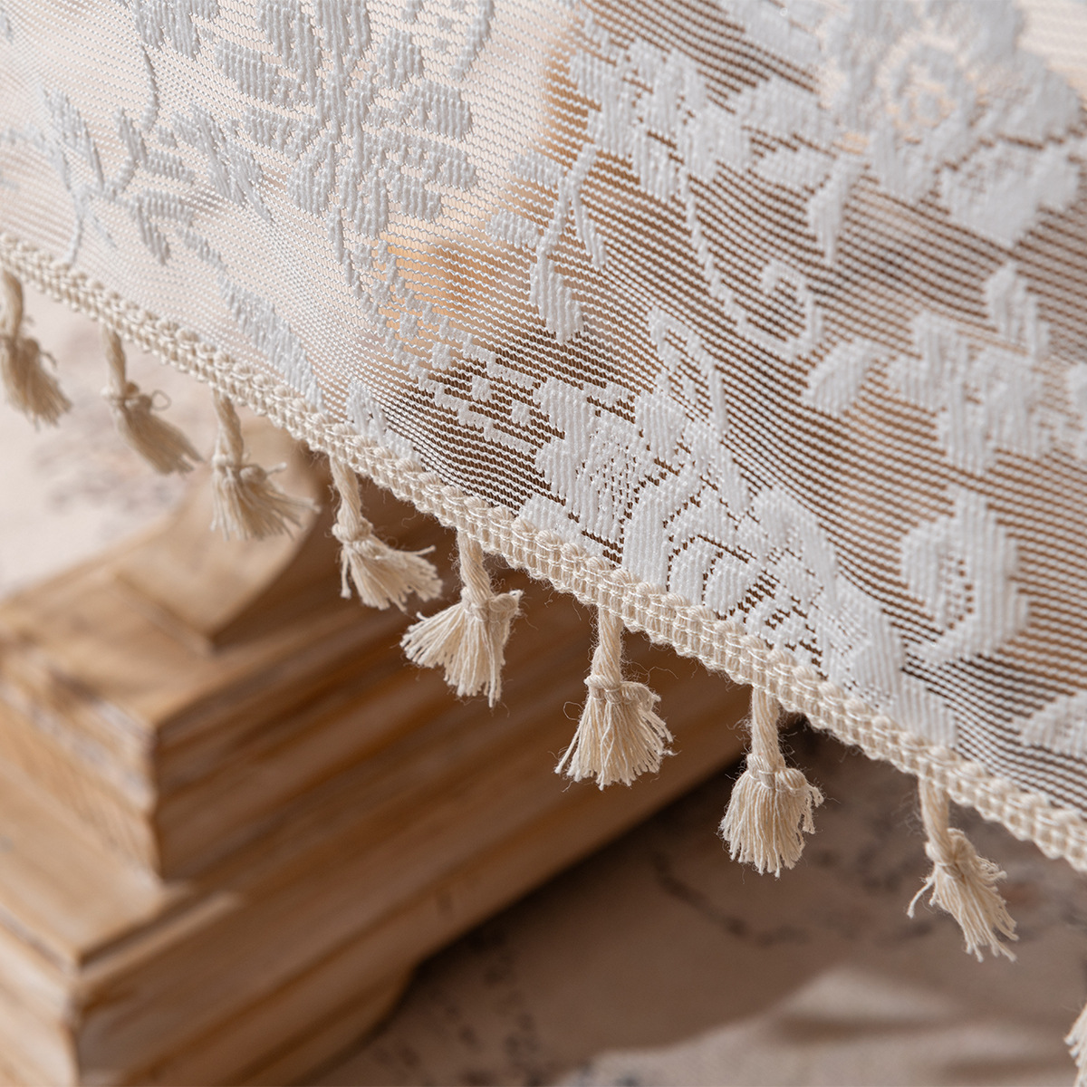 XX0372 French rose lace tablecloth light luxury high-end rectangular tablecloth non-slip coffee table wedding decoration cover cloth