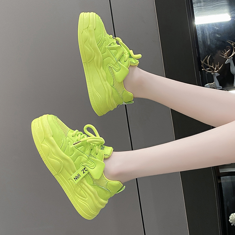 2025 New Summer Casual Shoes Leather Mesh Women's Shoes Thick Bottom Non slip Lightweight Sports Shoes Comfortable outdoor tennis shoes zapatilla