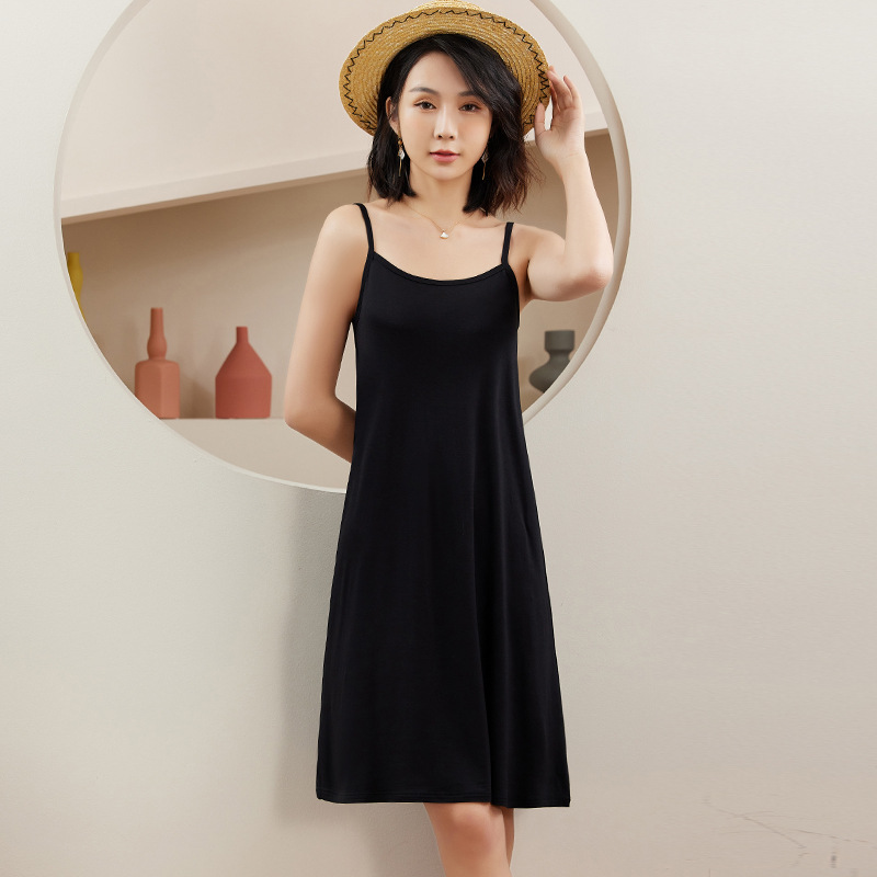 LM190 Summer modal bottoming suspender skirt for women inner petticoat mid-length loose sleeveless vest skirt large size
