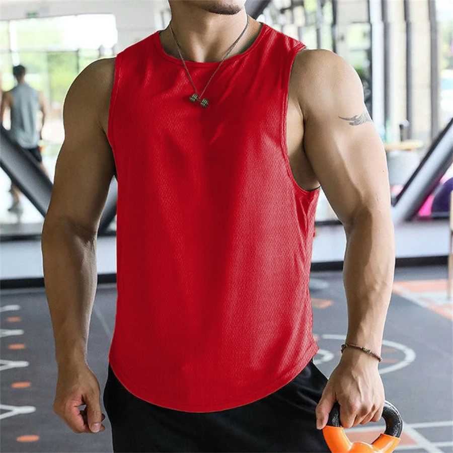 2024 new Men Tank Tops Sleeveless Shirt Polyester Mesh Material Quick Dry Breathable Men Workout Fitness Basketball Top Tee W250508