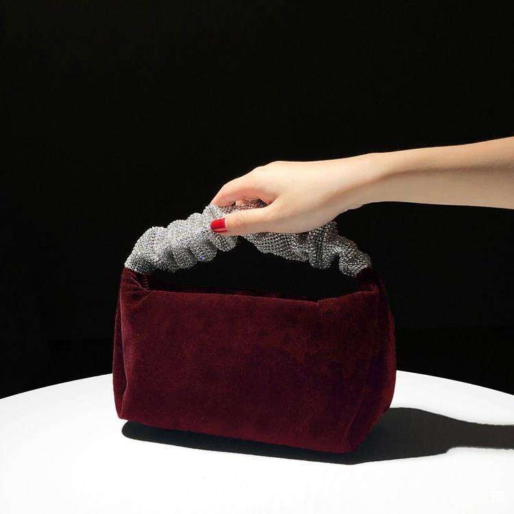 Dinner Bag New Internet Celebrity Instagram Velvet Set Banquet With Diamond Handheld King Bag KQ