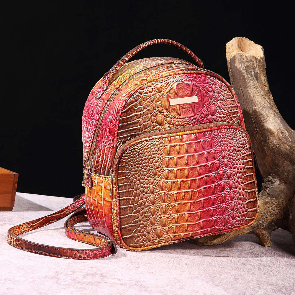 Handheld Double Shoulder Women's Bag Multi Color Crocodile Pattern Brahman