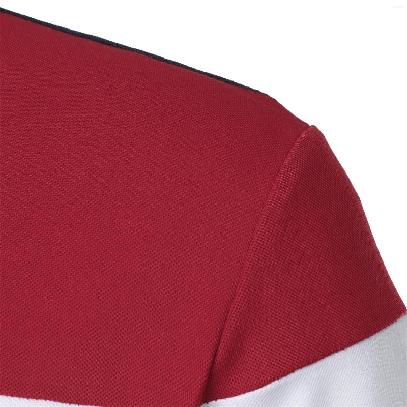 Mens T Shirts Short Sleeve Chest Three Stripes Color Matching Fashion With Lapel Casual Top T-shirt
