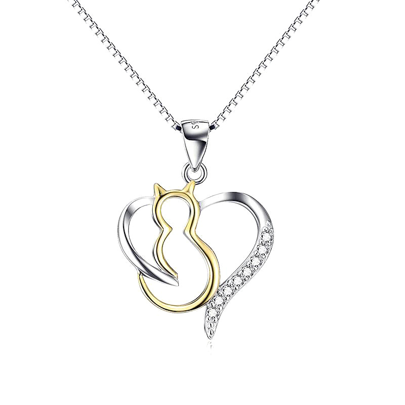 Chic Feline Adornment: Stylish Heart Design Pet-Themed Earring Set Crafted from Genuine Precious Metals