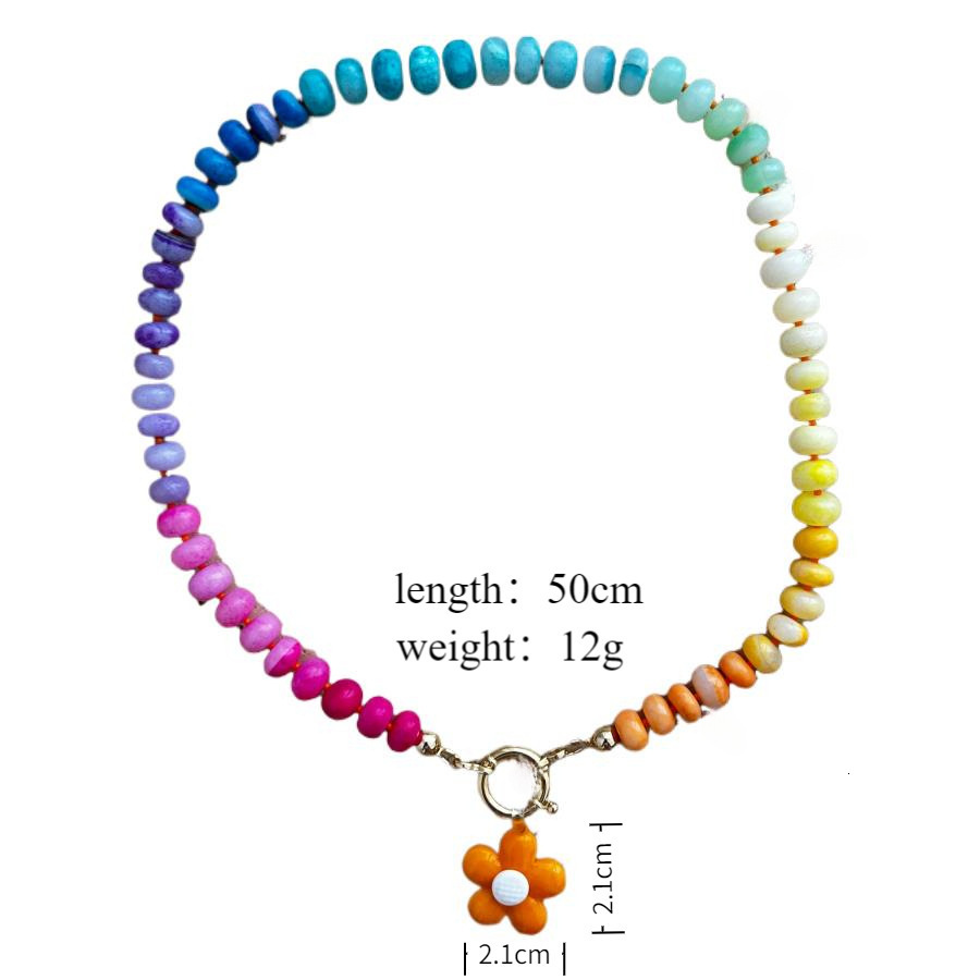 Fashion high-end jewelry natural stone beads opal rainbow stone eyes heart-shaped necklace womens jewelry womens necklace free delivery 241021