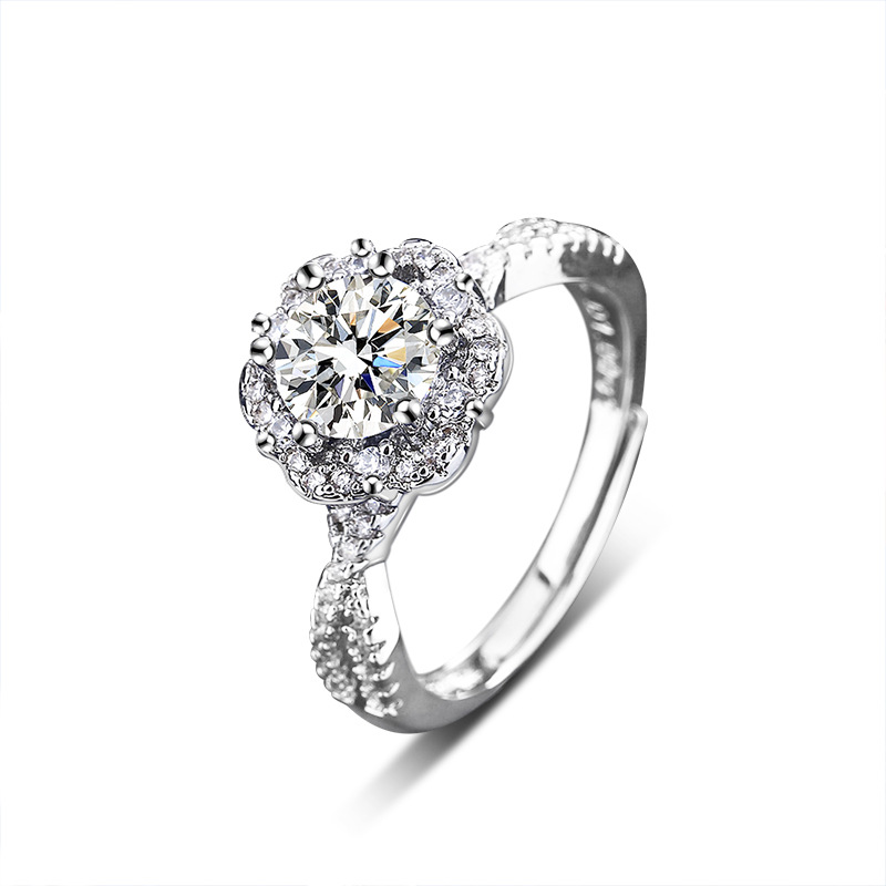 925 Sterling Silver Adjustable Ring, Moissanite Gemstone, Non-Tarnish, Elegant Minimalist Design
