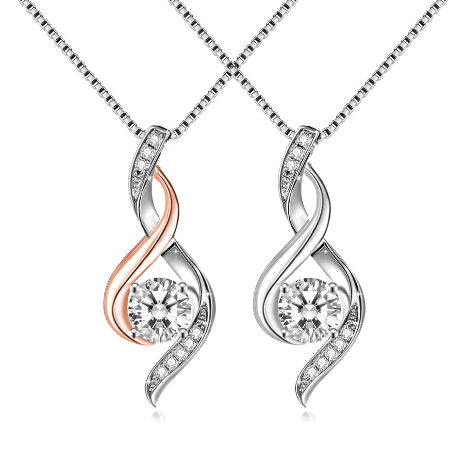 Chic Cubic Zirconia Inlaid 925 Silver Ribbon Pendent - A Radiant Addition To Your Jewellery Collectio