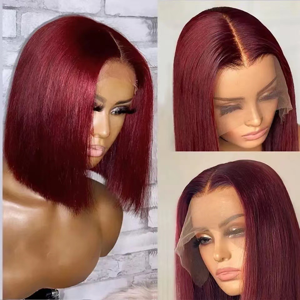womens Wig fashionable bob head wig split bob head synthetic high-temperature silk